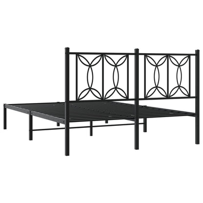 Bedframe met hoofdbord metaal zwart 135x190 cm