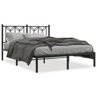 Black metal bed frame with headboard 135x190 cm