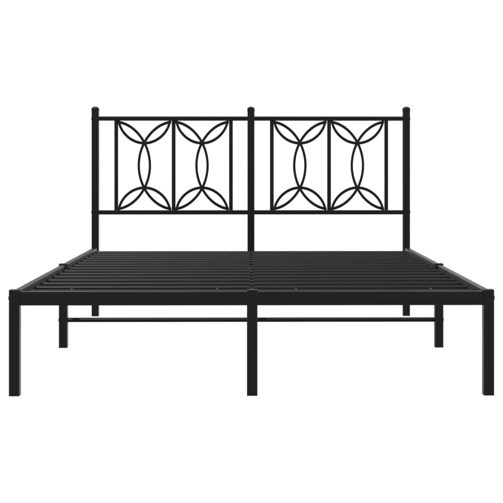 Bedframe met hoofdbord metaal zwart 140x190 cm