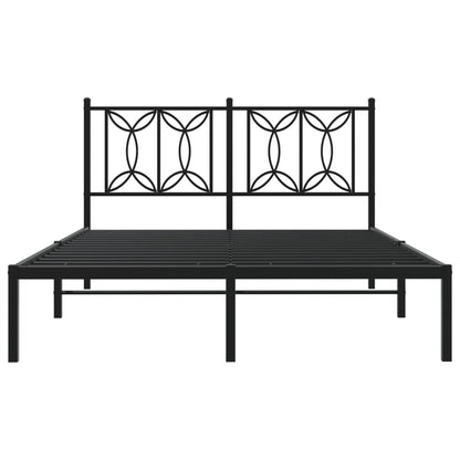 Bedframe met hoofdbord metaal zwart 140x190 cm