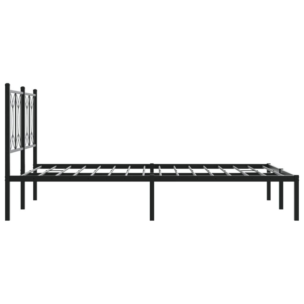 Bedframe met hoofdbord metaal zwart 140x190 cm