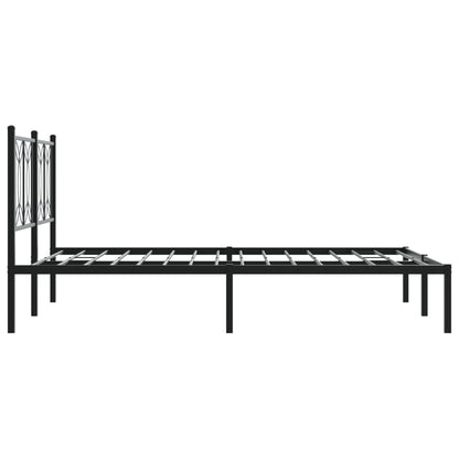 Bedframe met hoofdbord metaal zwart 140x190 cm
