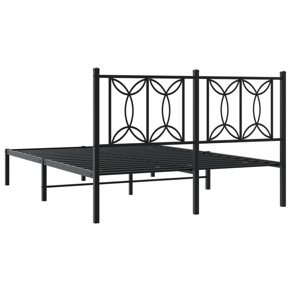 Bedframe met hoofdbord metaal zwart 140x190 cm