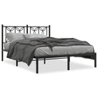 Black metal bed frame with headboard 140x190 cm