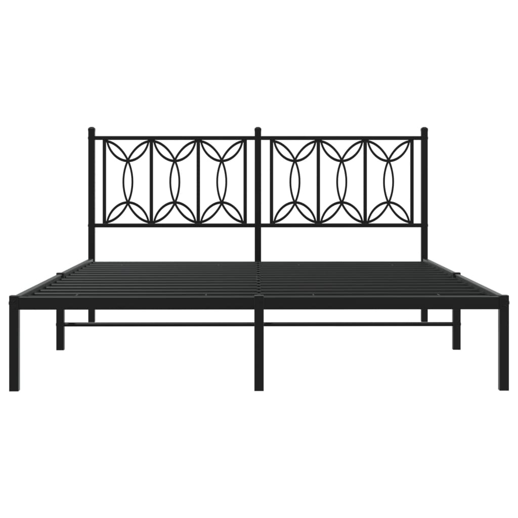 Bedframe met hoofdbord metaal zwart 160x200 cm