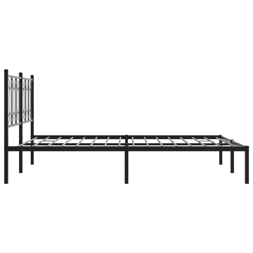 Bedframe met hoofdbord metaal zwart 160x200 cm