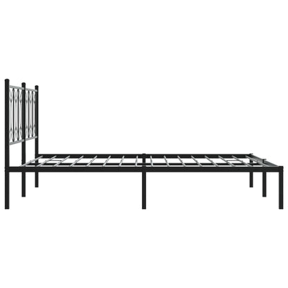 Bedframe met hoofdbord metaal zwart 160x200 cm