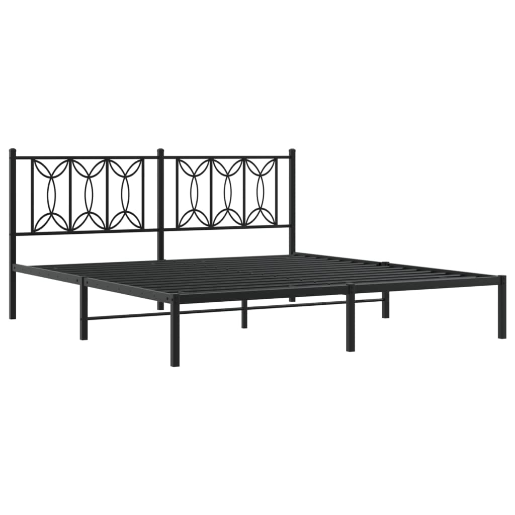 Bedframe met hoofdbord metaal zwart 180x200 cm