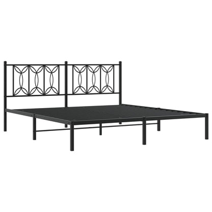 Bedframe met hoofdbord metaal zwart 180x200 cm