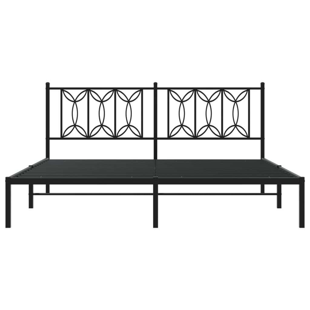 Bedframe met hoofdbord metaal zwart 180x200 cm