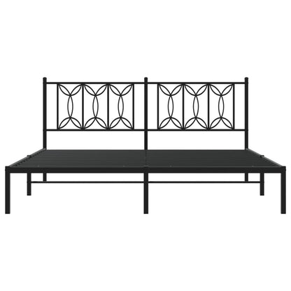 Bedframe met hoofdbord metaal zwart 180x200 cm