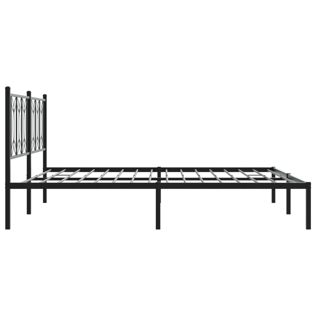 Bedframe met hoofdbord metaal zwart 180x200 cm