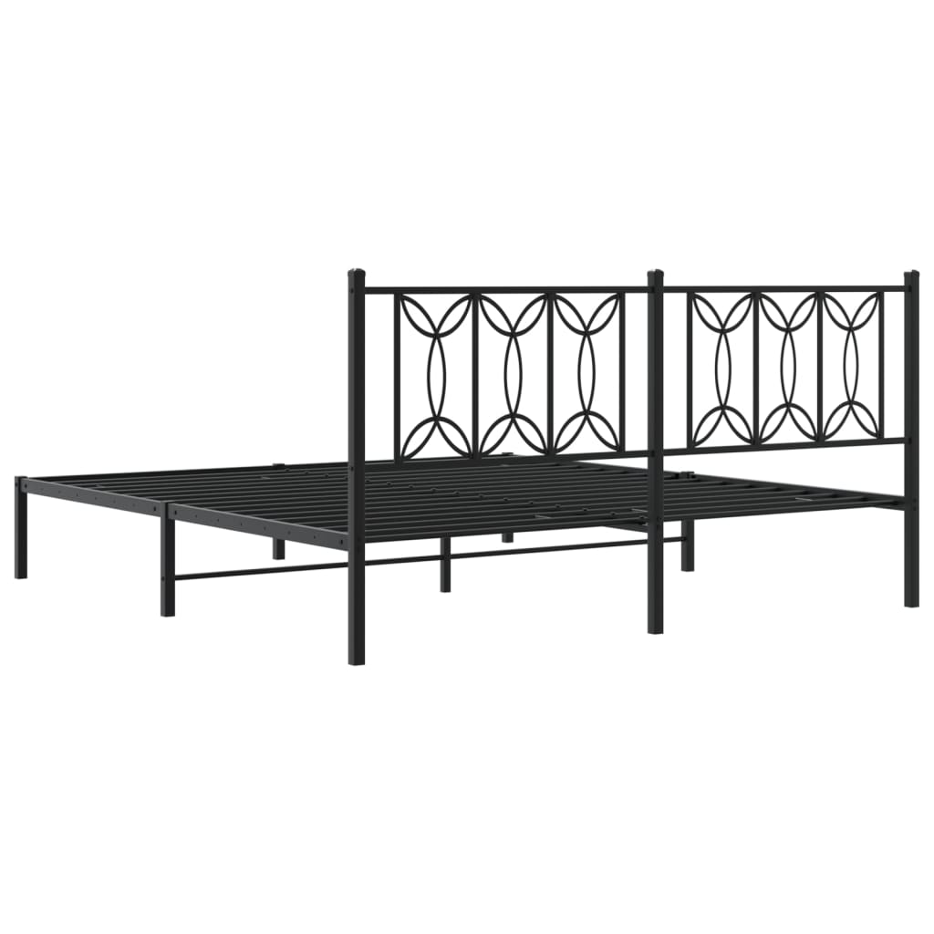Bedframe met hoofdbord metaal zwart 180x200 cm