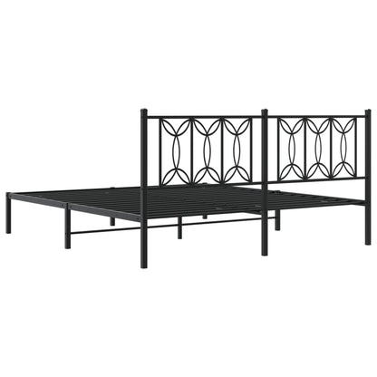 Bedframe met hoofdbord metaal zwart 180x200 cm