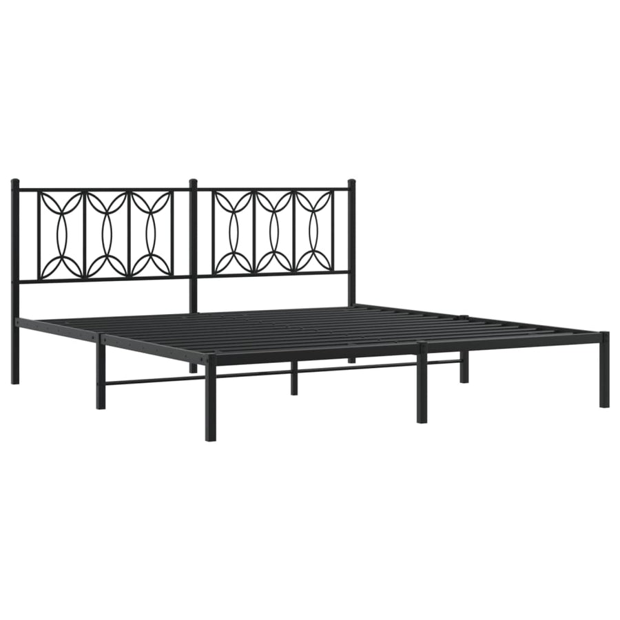 Bedframe met hoofdbord metaal zwart 183x213 cm