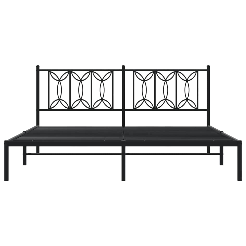 Bedframe met hoofdbord metaal zwart 183x213 cm