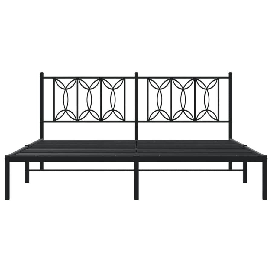 Bedframe met hoofdbord metaal zwart 183x213 cm