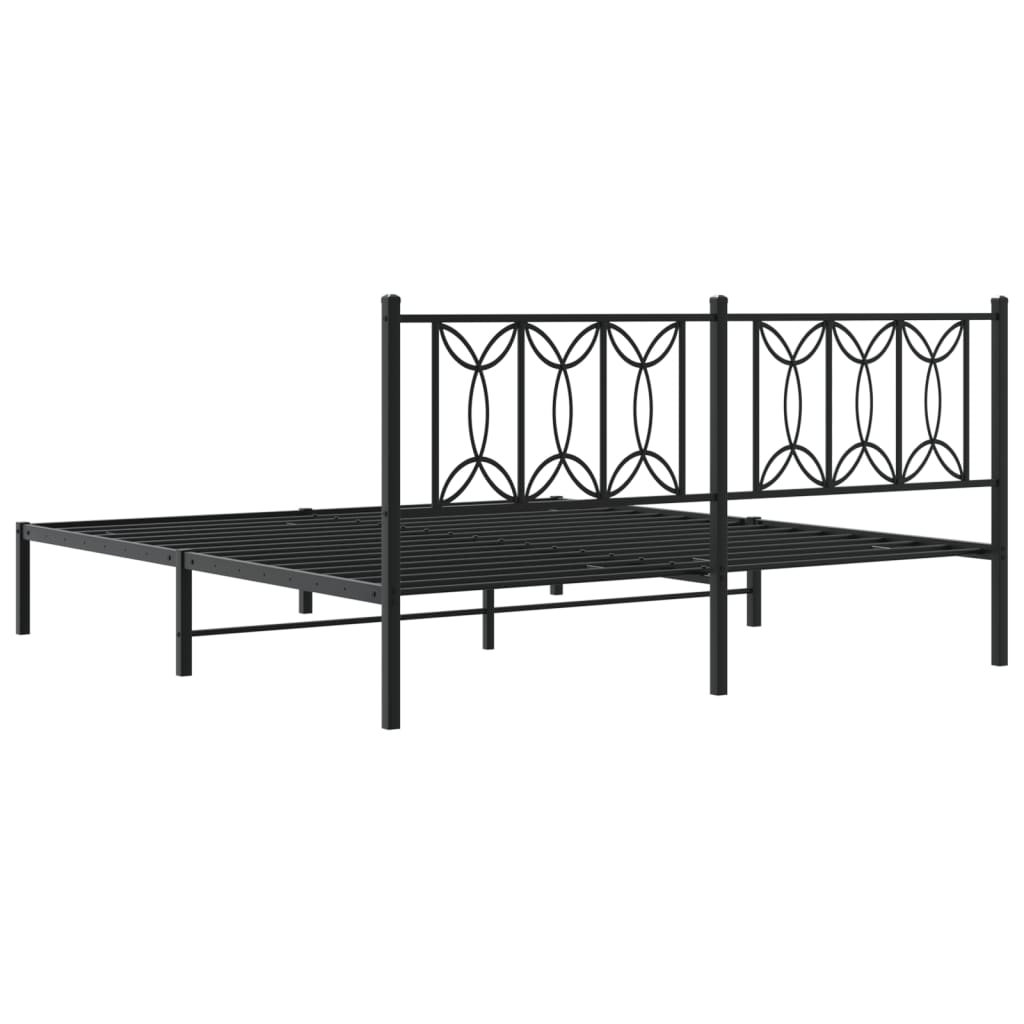 Bedframe met hoofdbord metaal zwart 183x213 cm