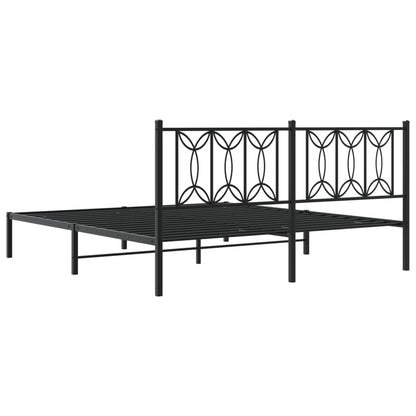 Bedframe met hoofdbord metaal zwart 183x213 cm