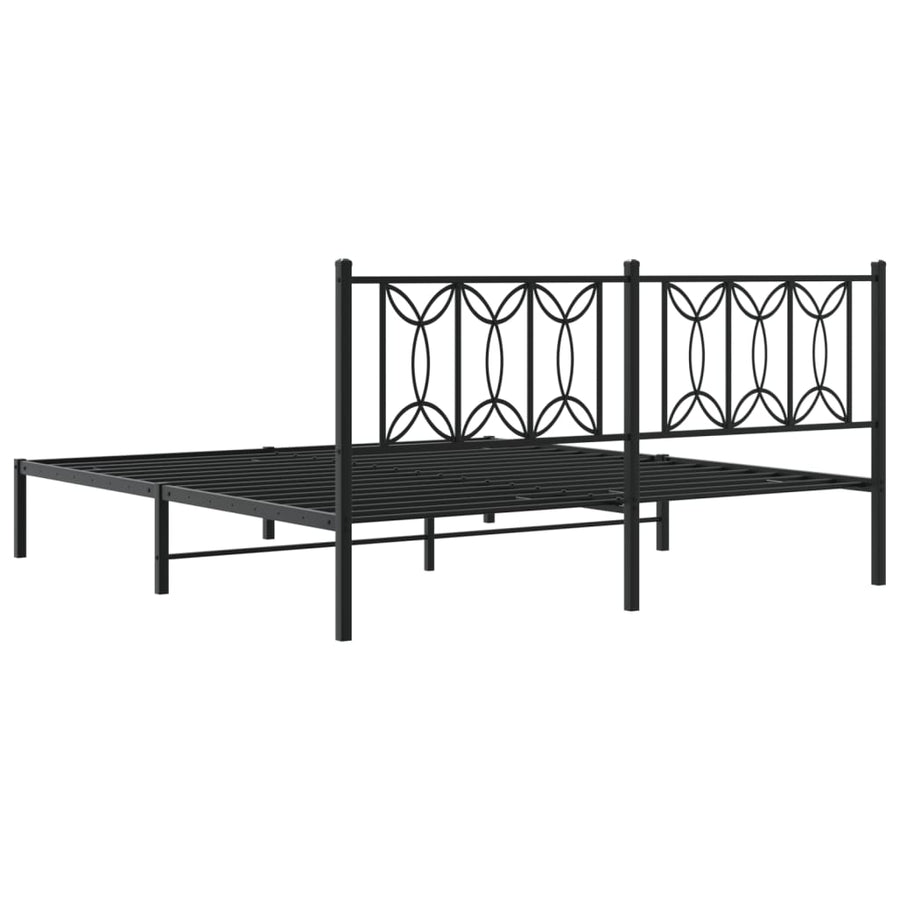 Bedframe met hoofdbord metaal zwart 183x213 cm