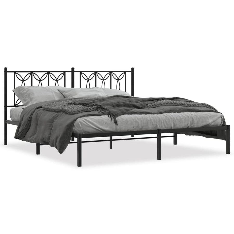 Bedframe met hoofdbord metaal zwart 183x213 cm