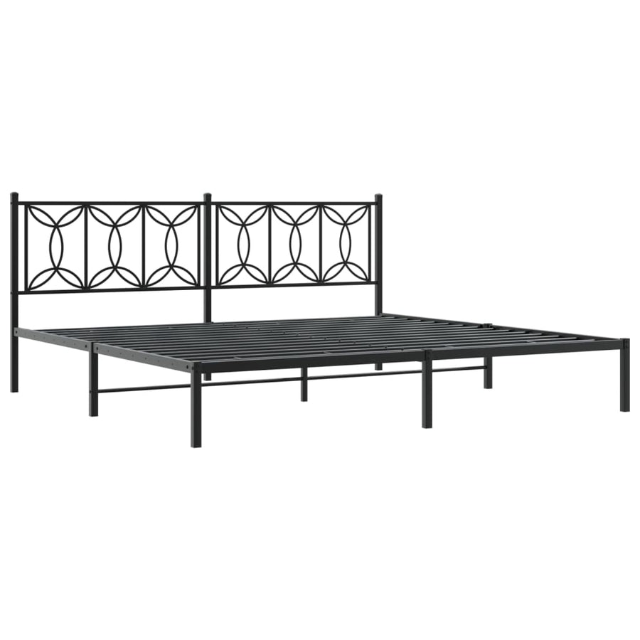 Bedframe met hoofdbord metaal zwart 193x203 cm
