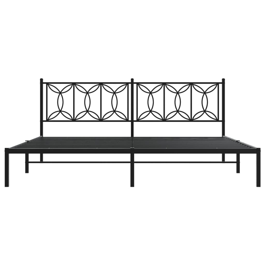 Bedframe met hoofdbord metaal zwart 193x203 cm