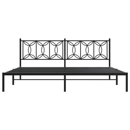 Bedframe met hoofdbord metaal zwart 193x203 cm