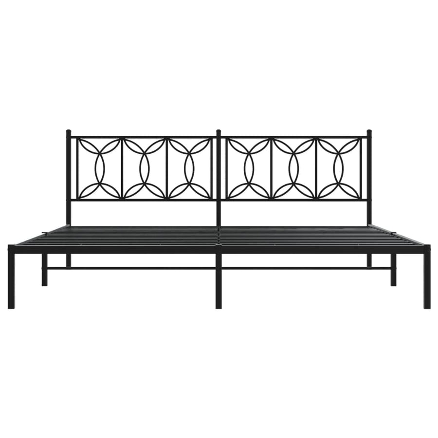 Bedframe met hoofdbord metaal zwart 193x203 cm