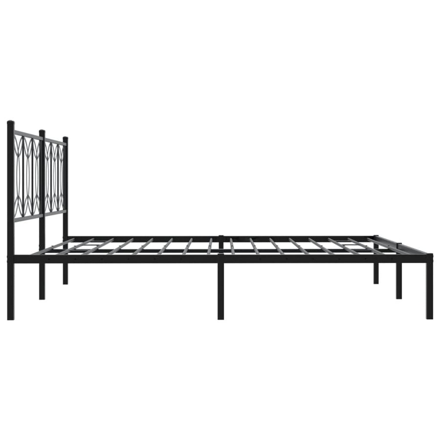 Bedframe met hoofdbord metaal zwart 193x203 cm