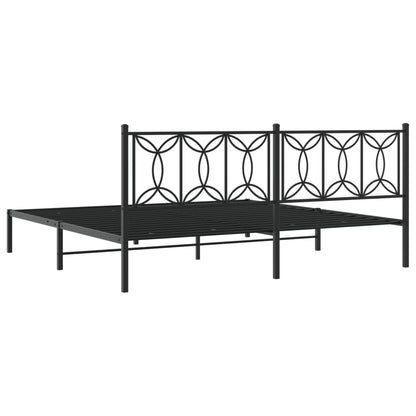 Bedframe met hoofdbord metaal zwart 193x203 cm