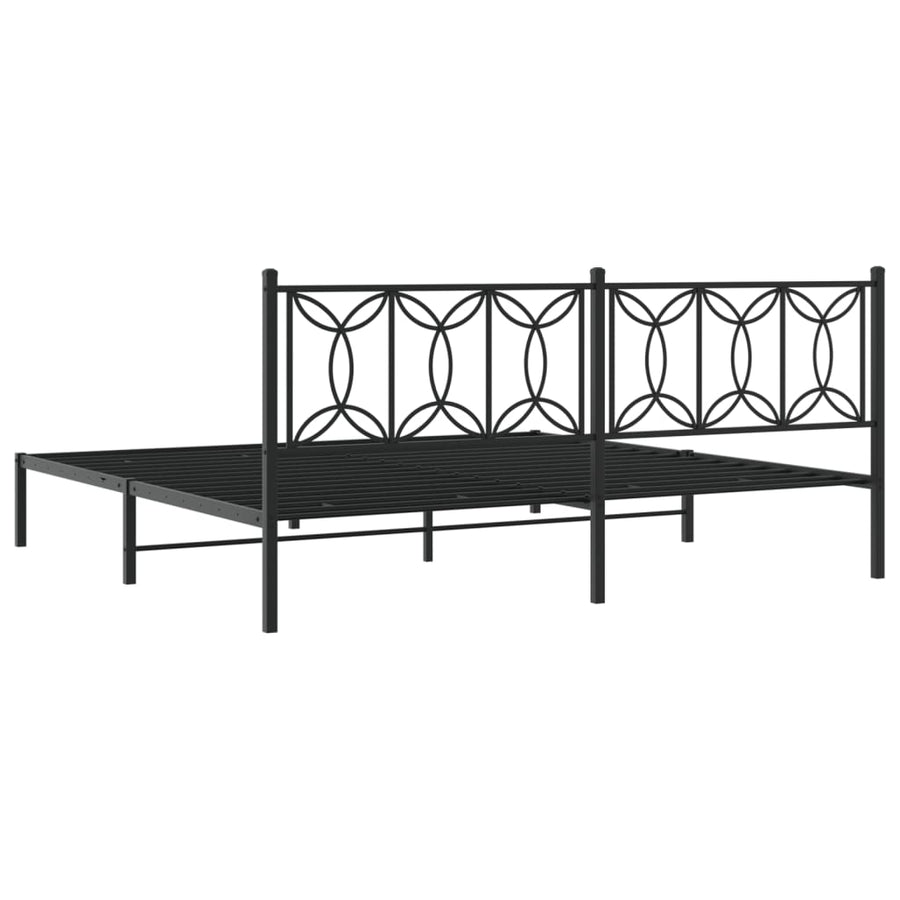 Bedframe met hoofdbord metaal zwart 193x203 cm