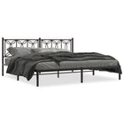 Metal bed frame with headboard black 193x203 cm