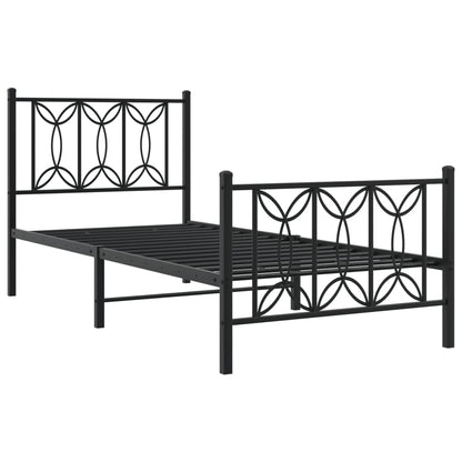 Bedframe met hoofd- en voeteneinde metaal zwart 75x190 cm