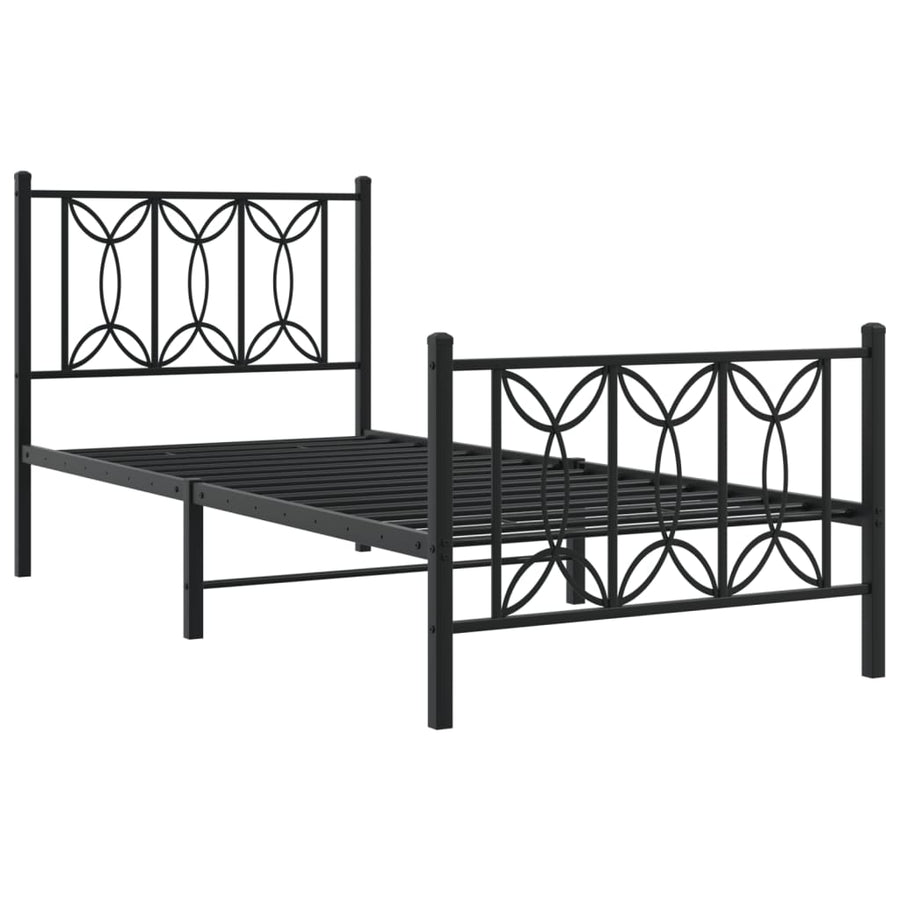 Bedframe met hoofd- en voeteneinde metaal zwart 75x190 cm
