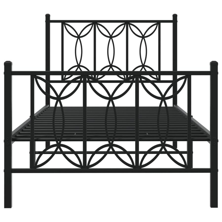 Bedframe met hoofd- en voeteneinde metaal zwart 75x190 cm