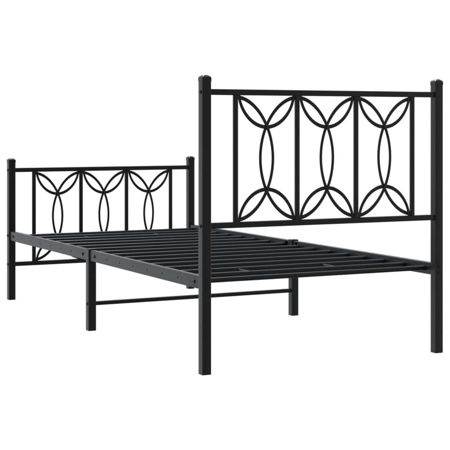 Bedframe met hoofd- en voeteneinde metaal zwart 75x190 cm