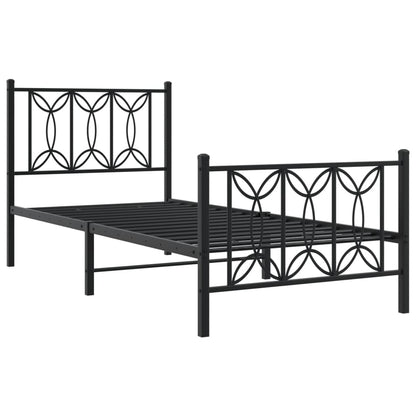 Bedframe met hoofd- en voeteneinde metaal zwart 80x200 cm