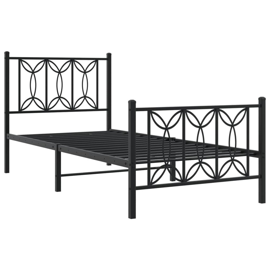 Bedframe met hoofd- en voeteneinde metaal zwart 80x200 cm