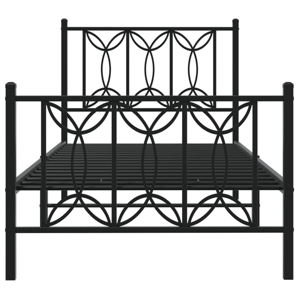 Bedframe met hoofd- en voeteneinde metaal zwart 80x200 cm
