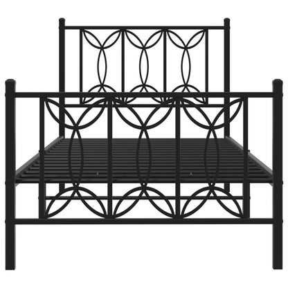Bedframe met hoofd- en voeteneinde metaal zwart 80x200 cm