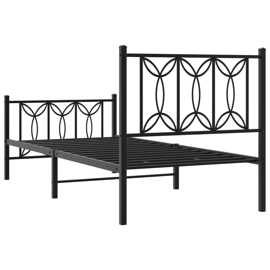 Bedframe met hoofd- en voeteneinde metaal zwart 80x200 cm