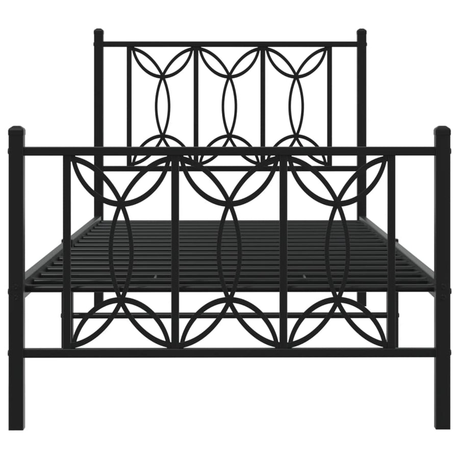 Bedframe met hoofd- en voeteneinde metaal zwart 90x200 cm