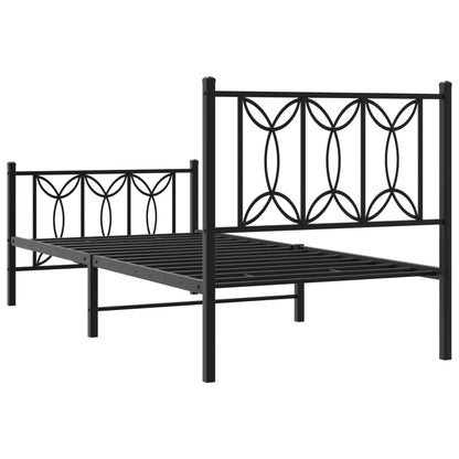Bedframe met hoofd- en voeteneinde metaal zwart 90x200 cm