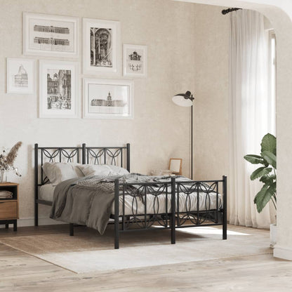 Bedframe met hoofd- en voeteneinde metaal zwart 120x190 cm
