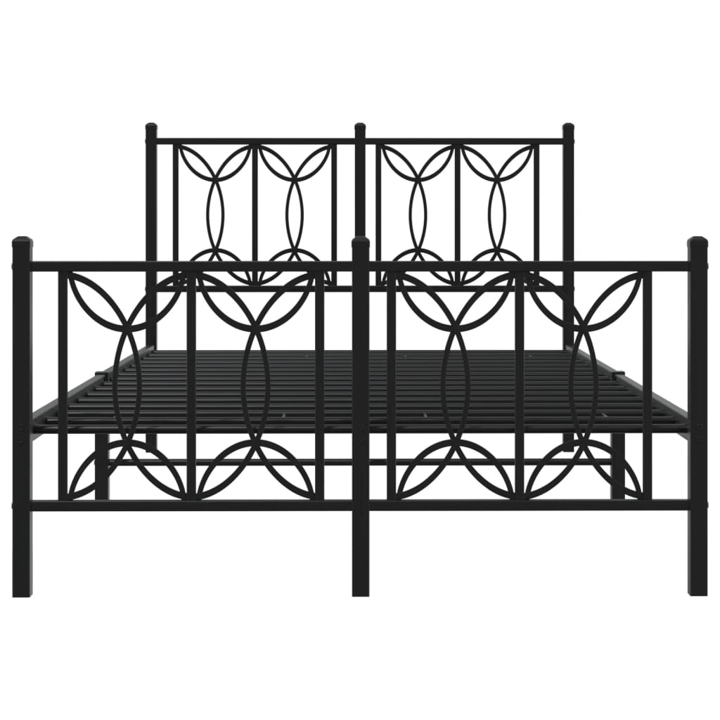 Bedframe met hoofd- en voeteneinde metaal zwart 120x190 cm