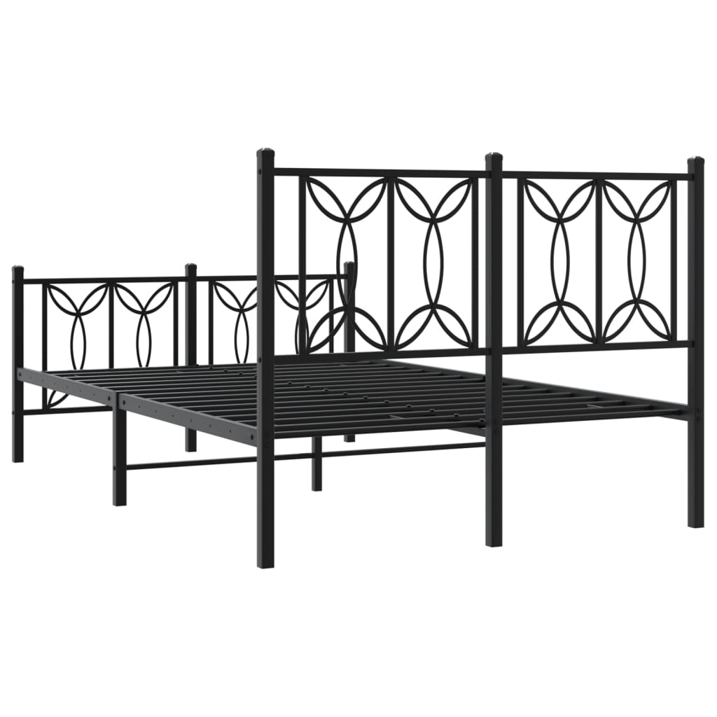 Bedframe met hoofd- en voeteneinde metaal zwart 120x190 cm