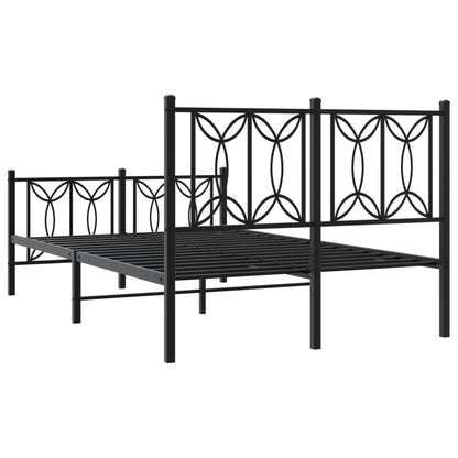 Bedframe met hoofd- en voeteneinde metaal zwart 120x190 cm