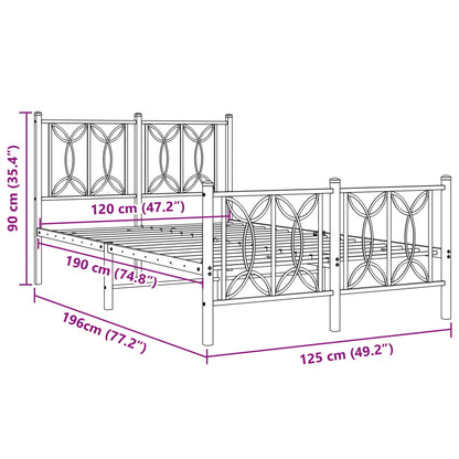 Bedframe met hoofd- en voeteneinde metaal zwart 120x190 cm