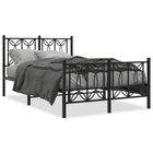 Black Metal Bed Frame with Headboard and Footboard 120x190 cm